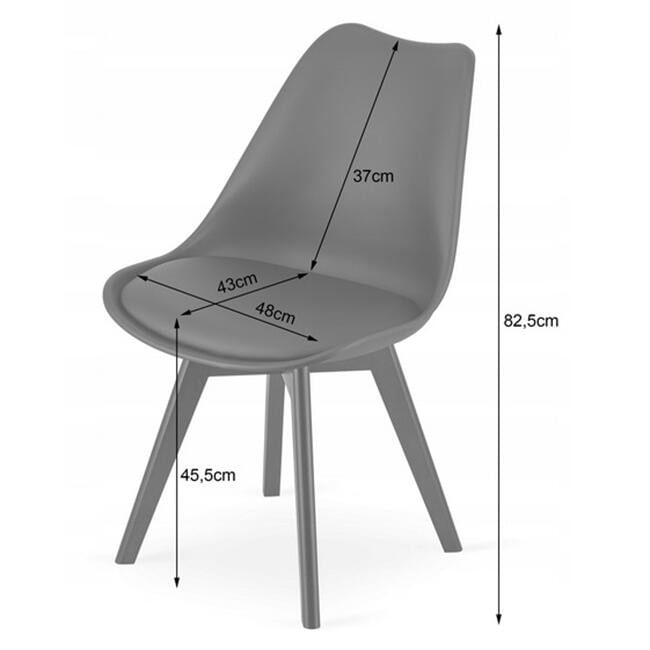 Scaun bucatarie/living, Artool, Mark, PP, lemn, gri si negru, 49x55.5x82.5 cm — imaginea 5