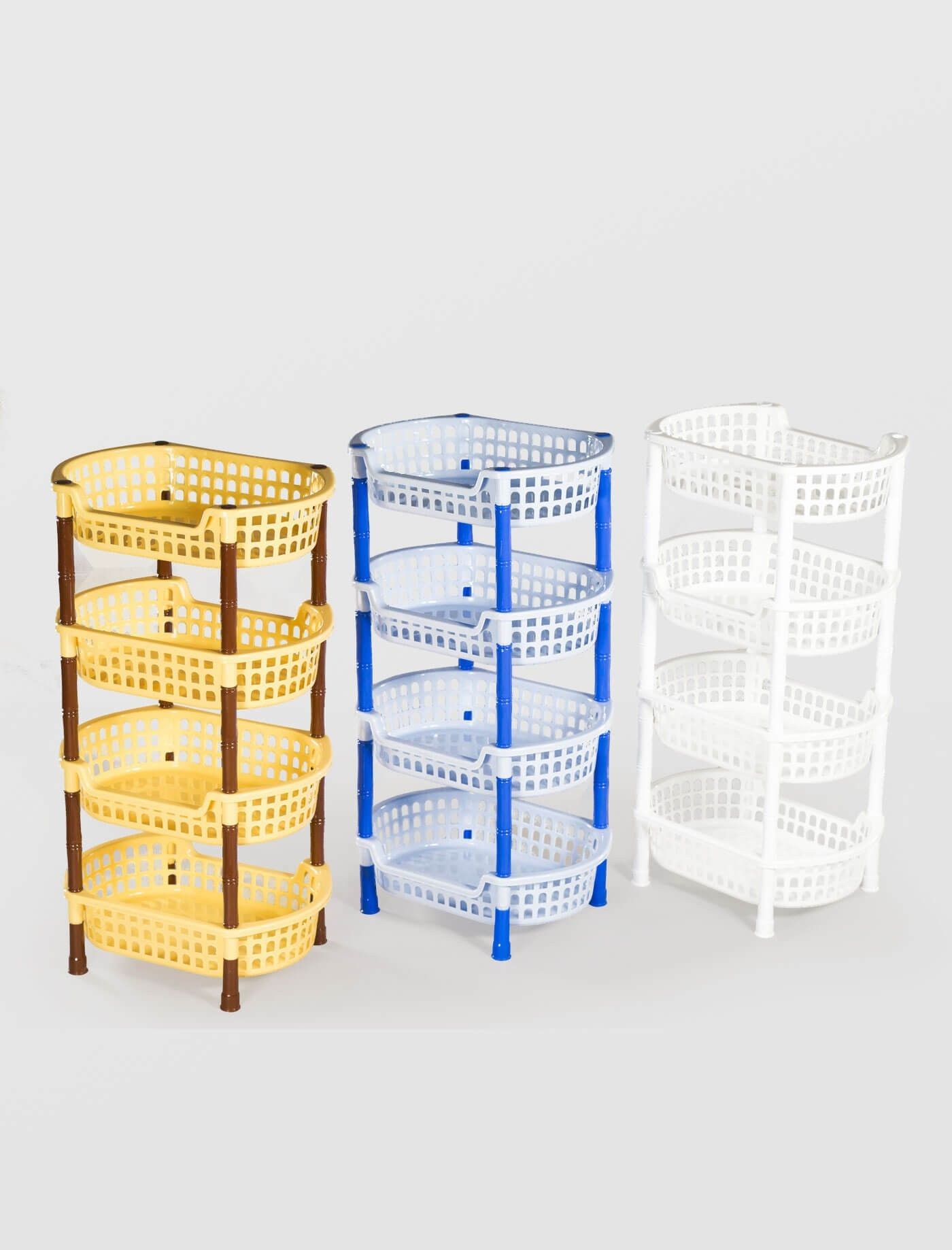 Etajera plastic sterk 4 nivele ovala, 45x32x81, diverse culori — imaginea 2