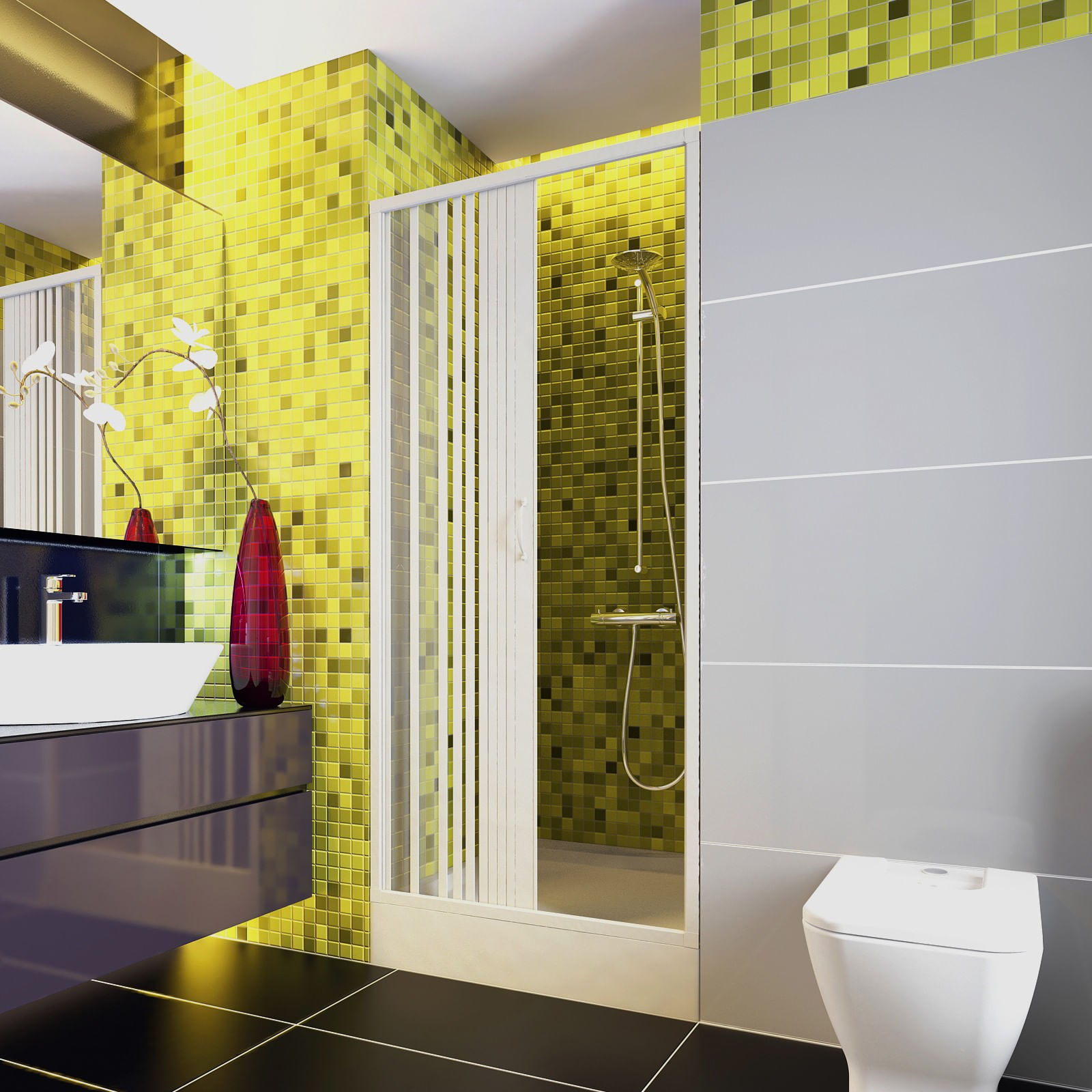 Paravan de dus Italbox Venere Lux, usa armonica, PVC, 90x185 cm, Alb - imagine 3