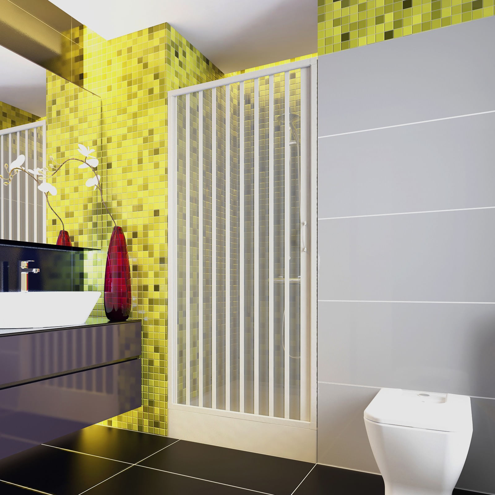 Paravan de dus Italbox Venere Lux, usa armonica, PVC, 90x185 cm, Alb