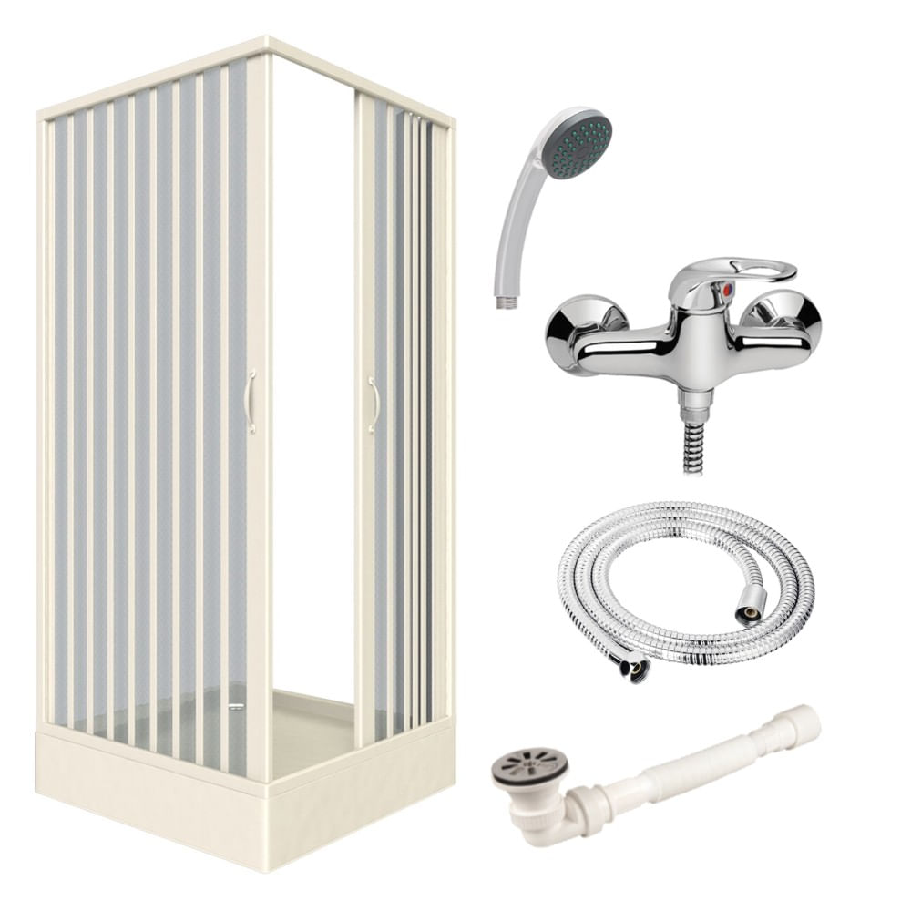 Pachet cabina Luna 70 + cadita + baterie dus, alb, 70x70 cm - 3 | YEO