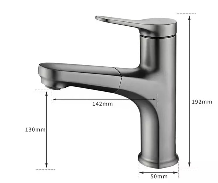Baterie baie, dus extractibil, anticalcar, rezistenta la zgarieturi, fara stropire, cartus ceramic, negru mat — imaginea 4