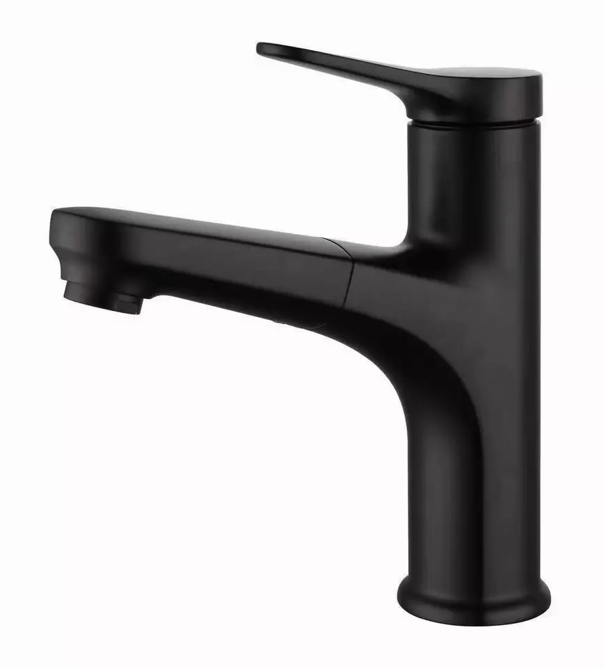 Baterie baie, dus extractibil, anticalcar, rezistenta la zgarieturi, fara stropire, cartus ceramic, negru mat — imaginea 5