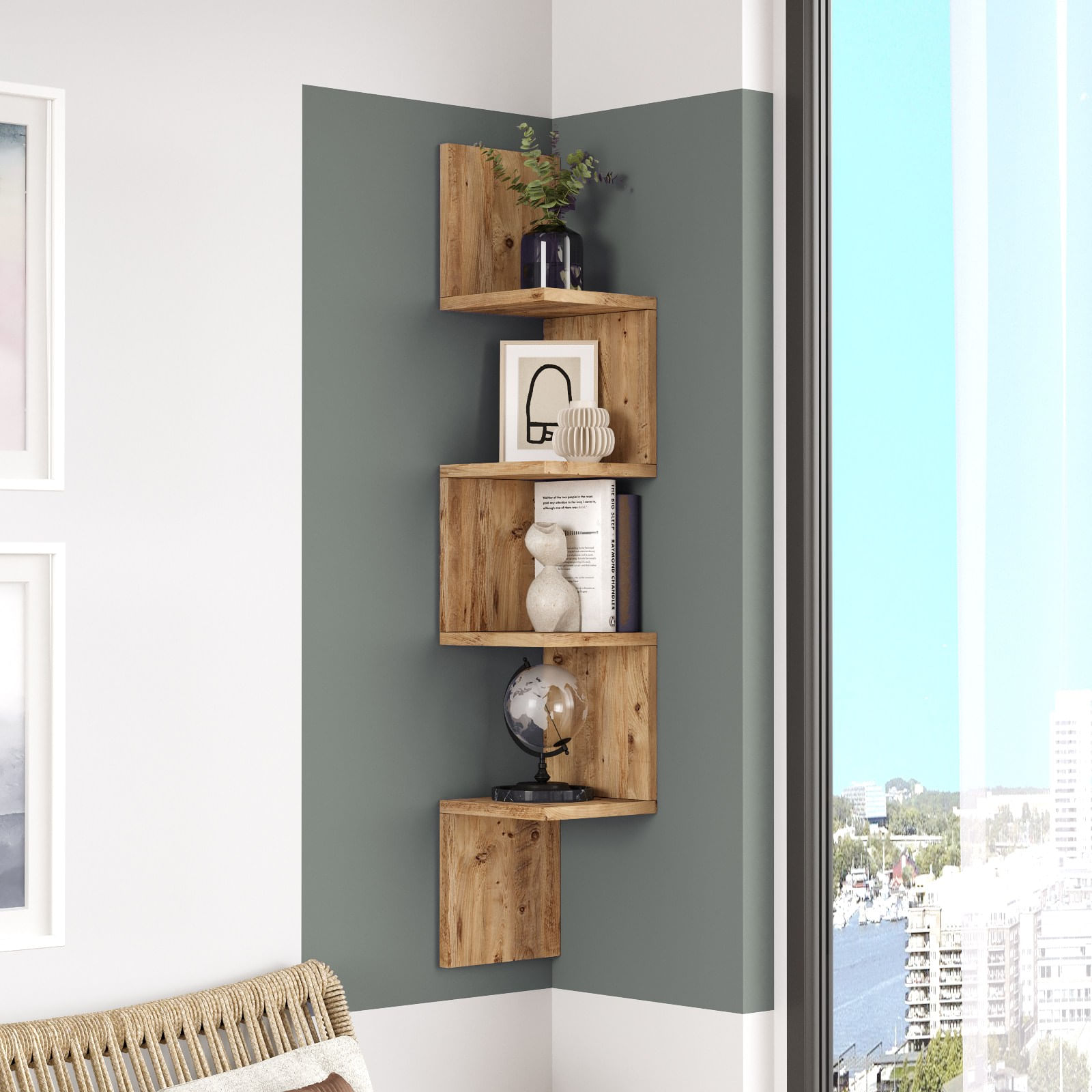 Raft de perete Hanah Home Wl9-A, maro — imaginea 4