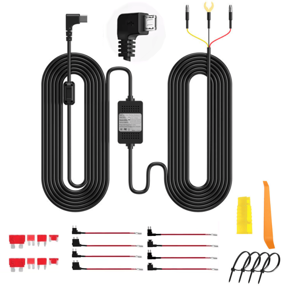 Kit alimentare continua pentru camera de bord la panoul de sigurante, 12-24V la Micro USB 5V/3A, 4 adaptoare sigurante
