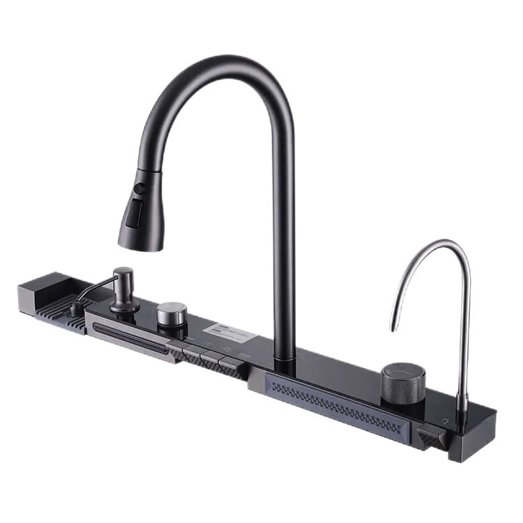 Set chiuveta bucatarie multifunctionala, otel inoxidabil, baterie retractabila, spalator pahare + accesorii incluse — imaginea 13