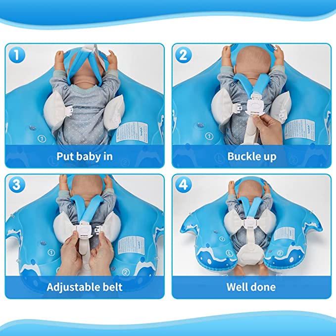 Colac inot bebelusi si copii cu parasolar, suport burtica si bretele, Rechin, potrivit 3-18 luni, bebeLOGIC™