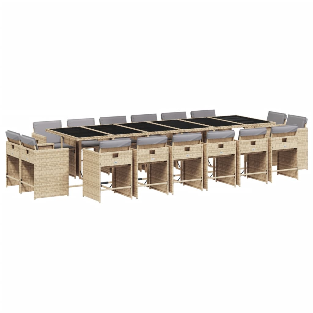 Set mobilier gradina cu perne, 17 piese bej combinat poliratan