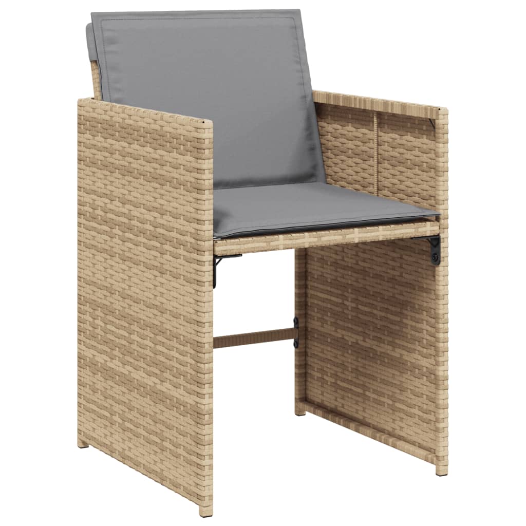 Set mobilier gradina cu perne, 17 piese bej combinat poliratan — imaginea 4