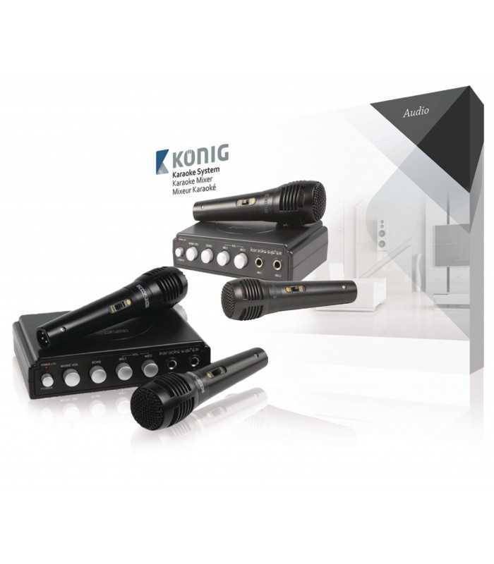 Mixer karaoke cu 2 microfoane negru Konig