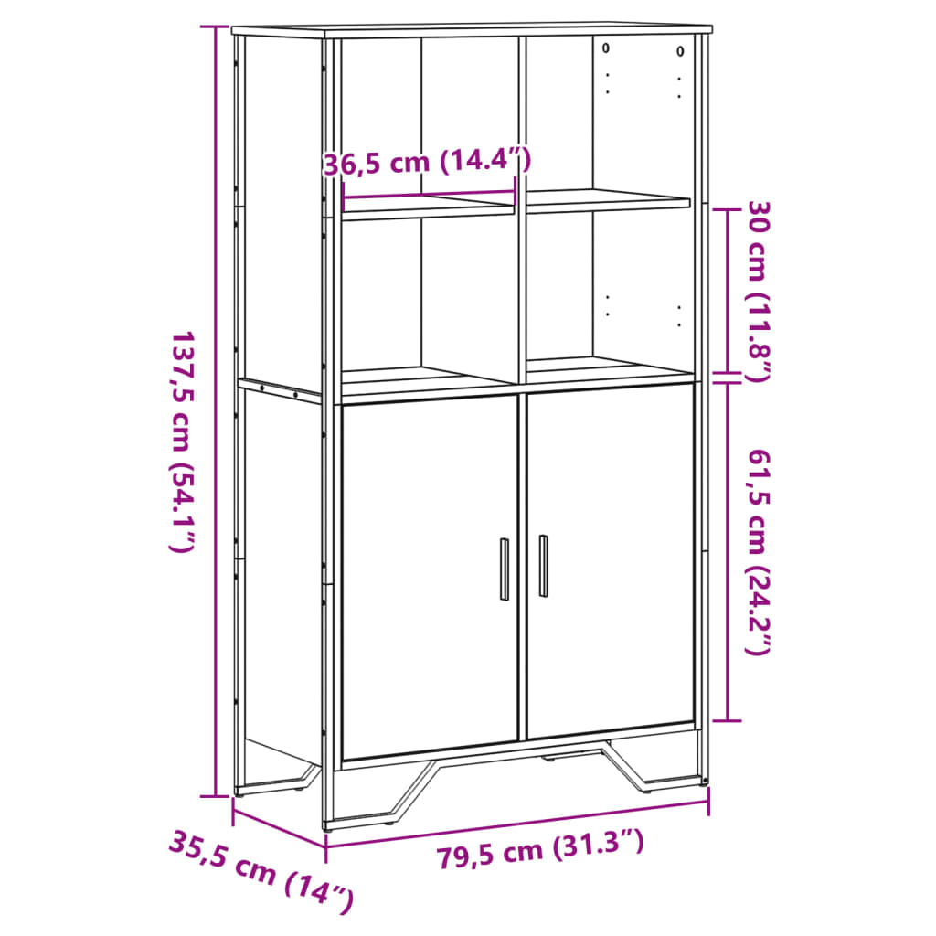 Dulap inalt, stejar sonoma, 79,5x35,5x137,5 cm, lemn prelucrat — imaginea 11