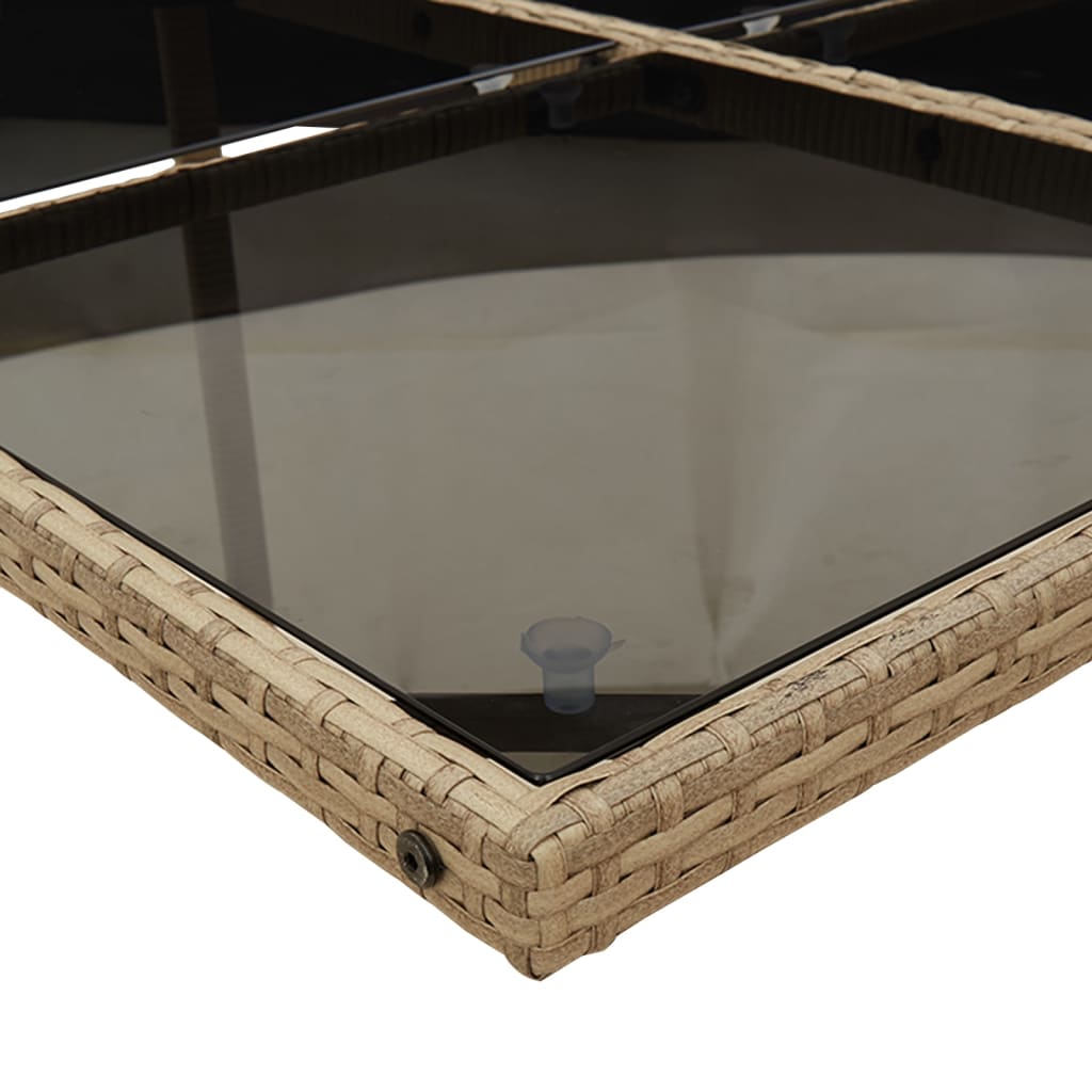Set mobilier gradina cu perne, 15 piese, bej combinat poliratan — imaginea 4