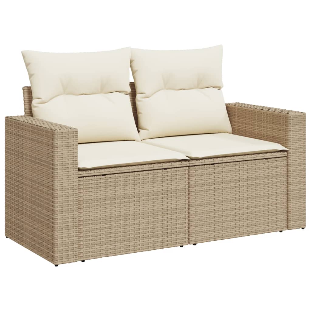 Set canapele de gradina cu perne, 10 piese, bej, poliratan — imaginea 6