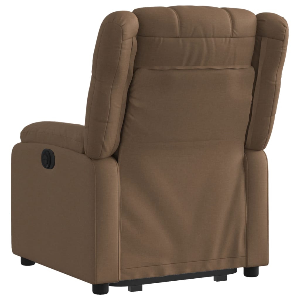 Fotoliu electric rabatabil cu ridicare, maro, textil — imaginea 4