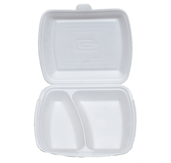 Caserole polistiren 2 compartimente, set 100 caserole, 24 x 21 x 7 cm