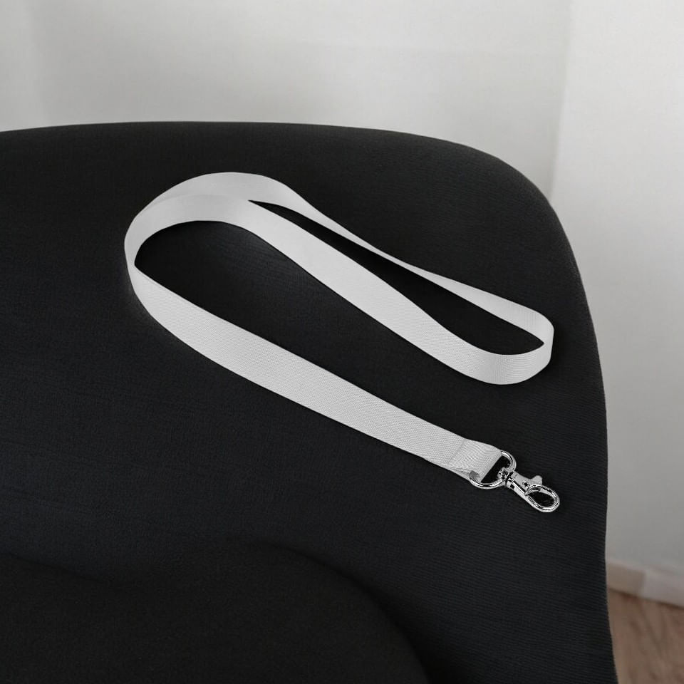 Snur textil cu carabina Crisalida, pentru legitimatie, ecuson sau chei, 1,9 x 55 cm, Argintiu - 1 | YEO