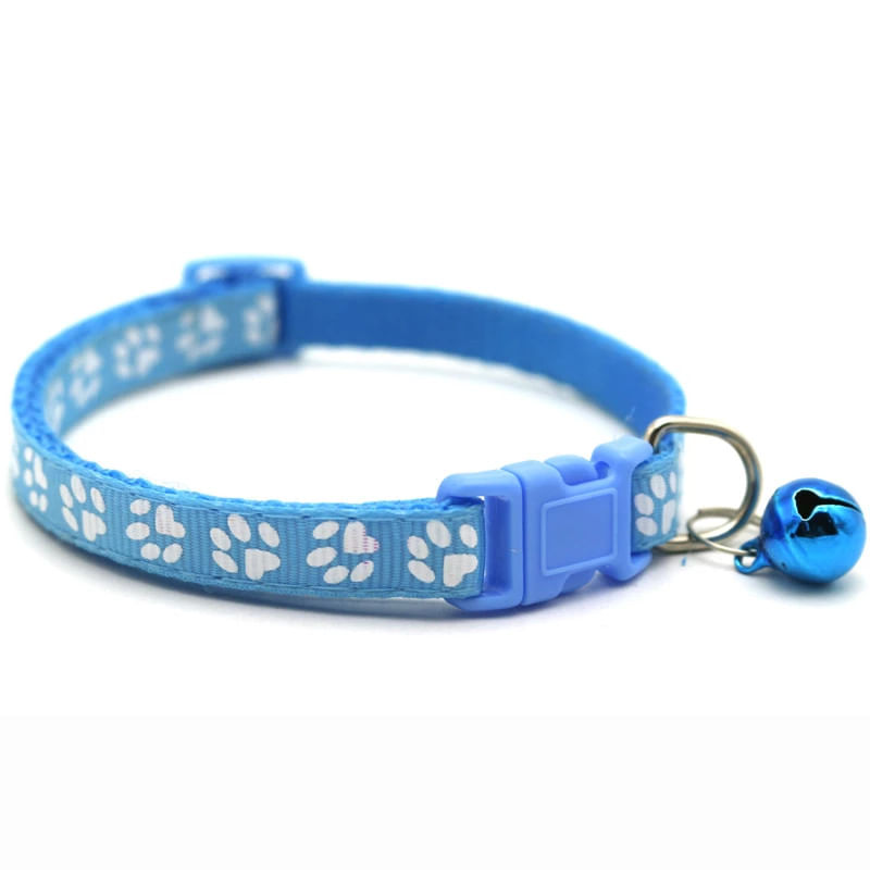 Zgarda ajustabila cu clopotel pentru caini si pisici, 18-32cm, Albastru deschis - imagine 2