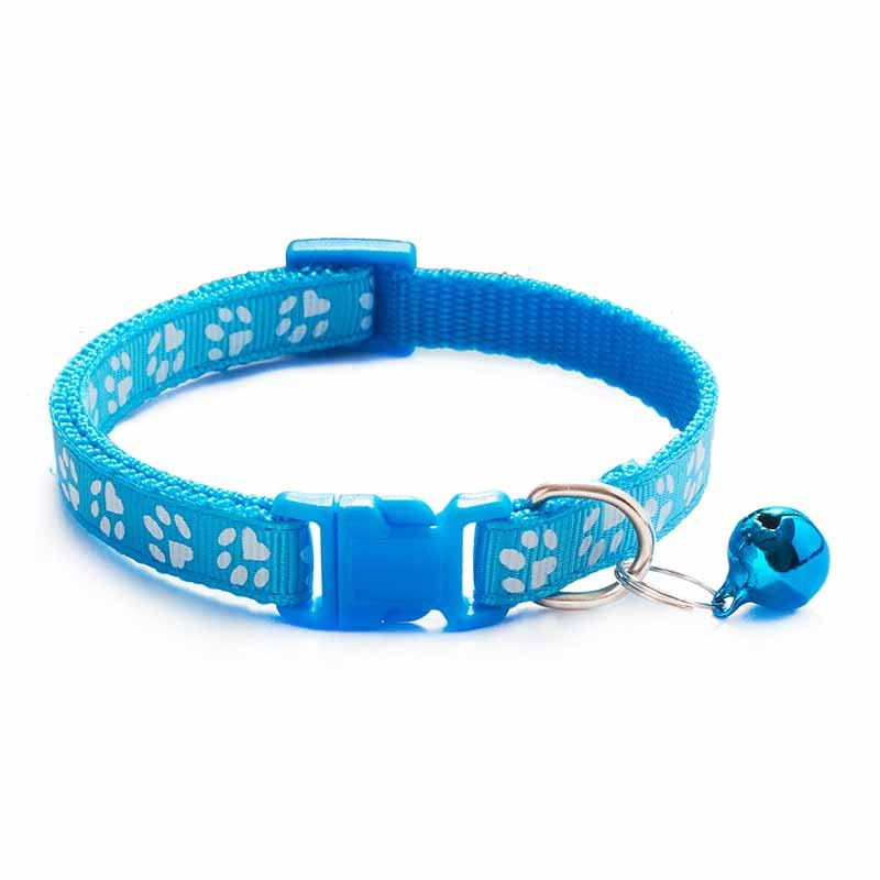 Zgarda ajustabila cu clopotel pentru caini si pisici, 18-32cm, Albastru deschis - imagine 5