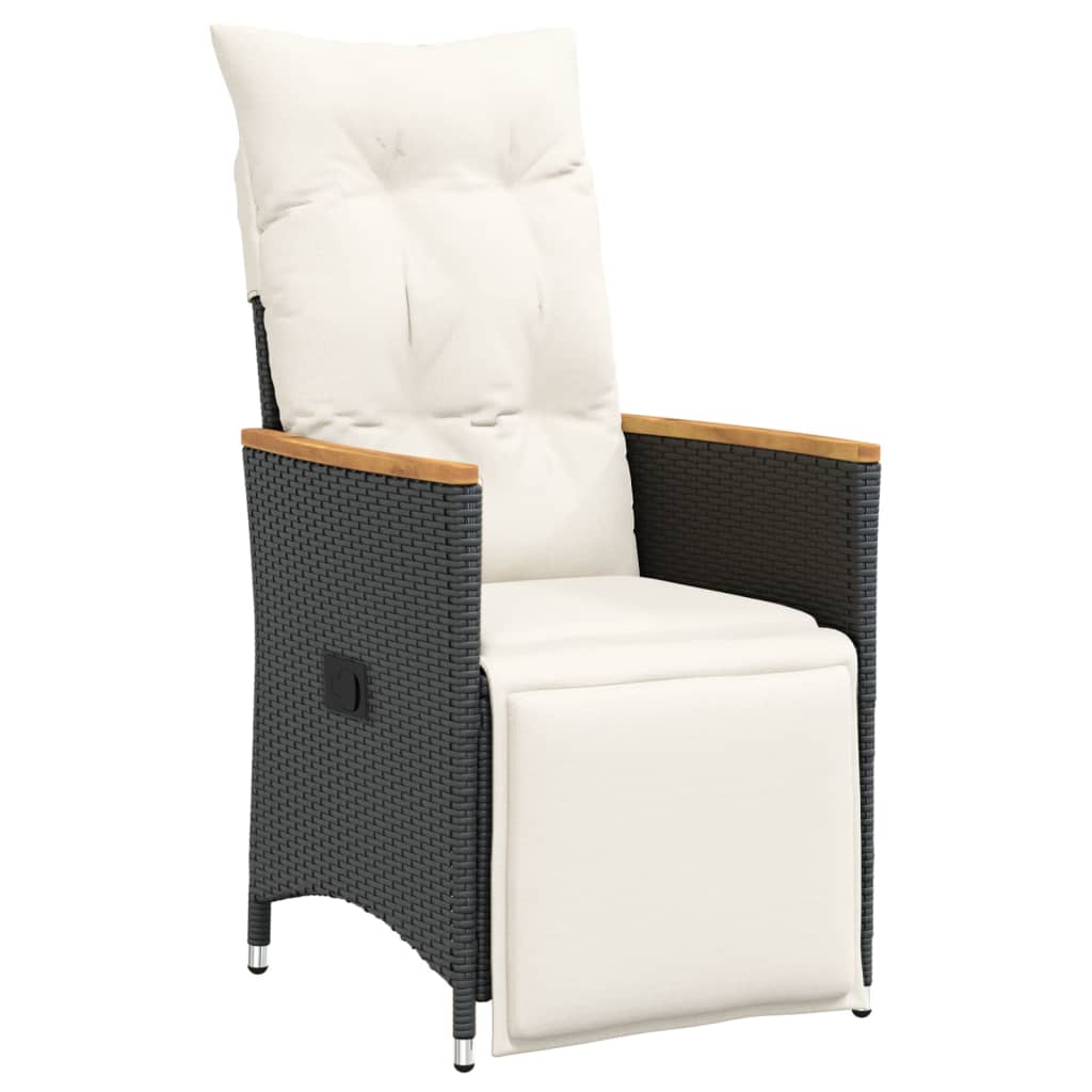 Set mobilier de gradina cu perne, 9 piese, negru, poliratan — imaginea 4