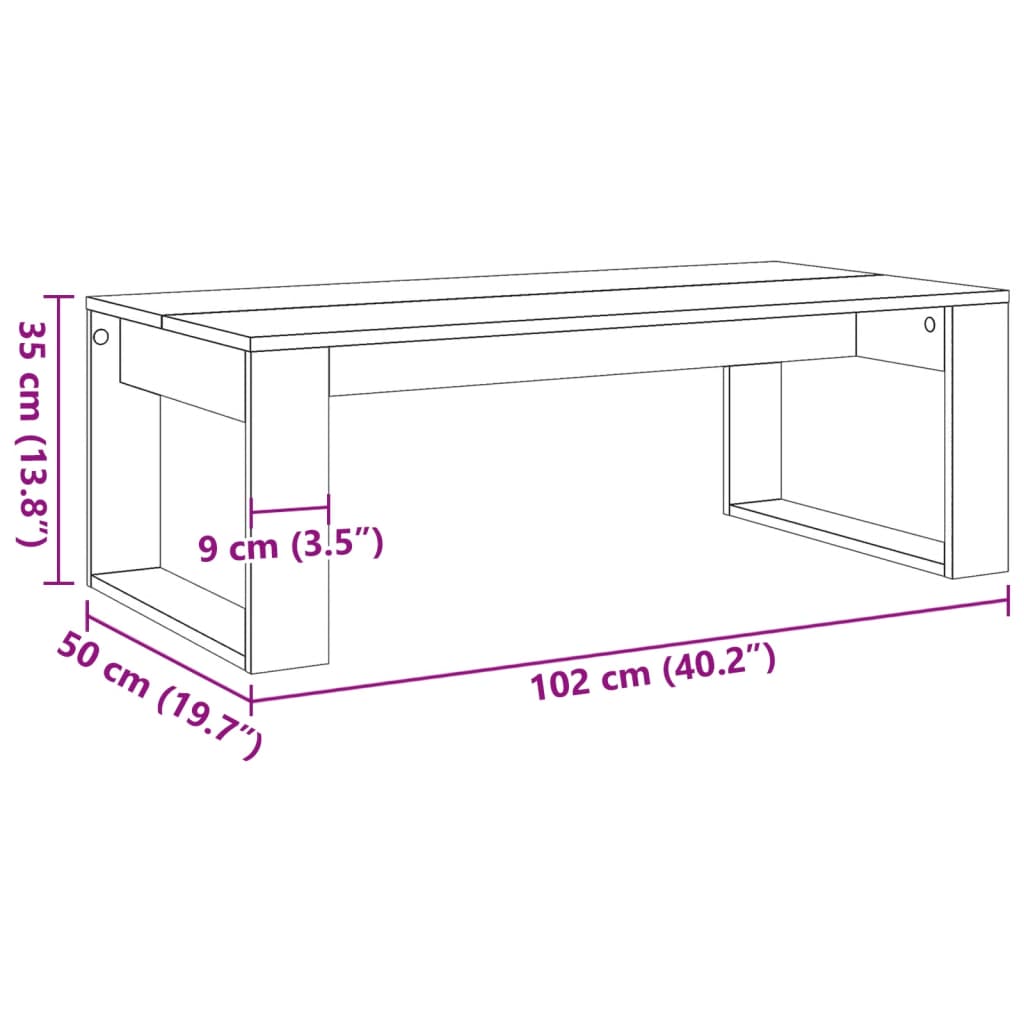 Masuta de cafea, stejar artizanal, 102x50x35 cm lemn prelucrat — imaginea 9