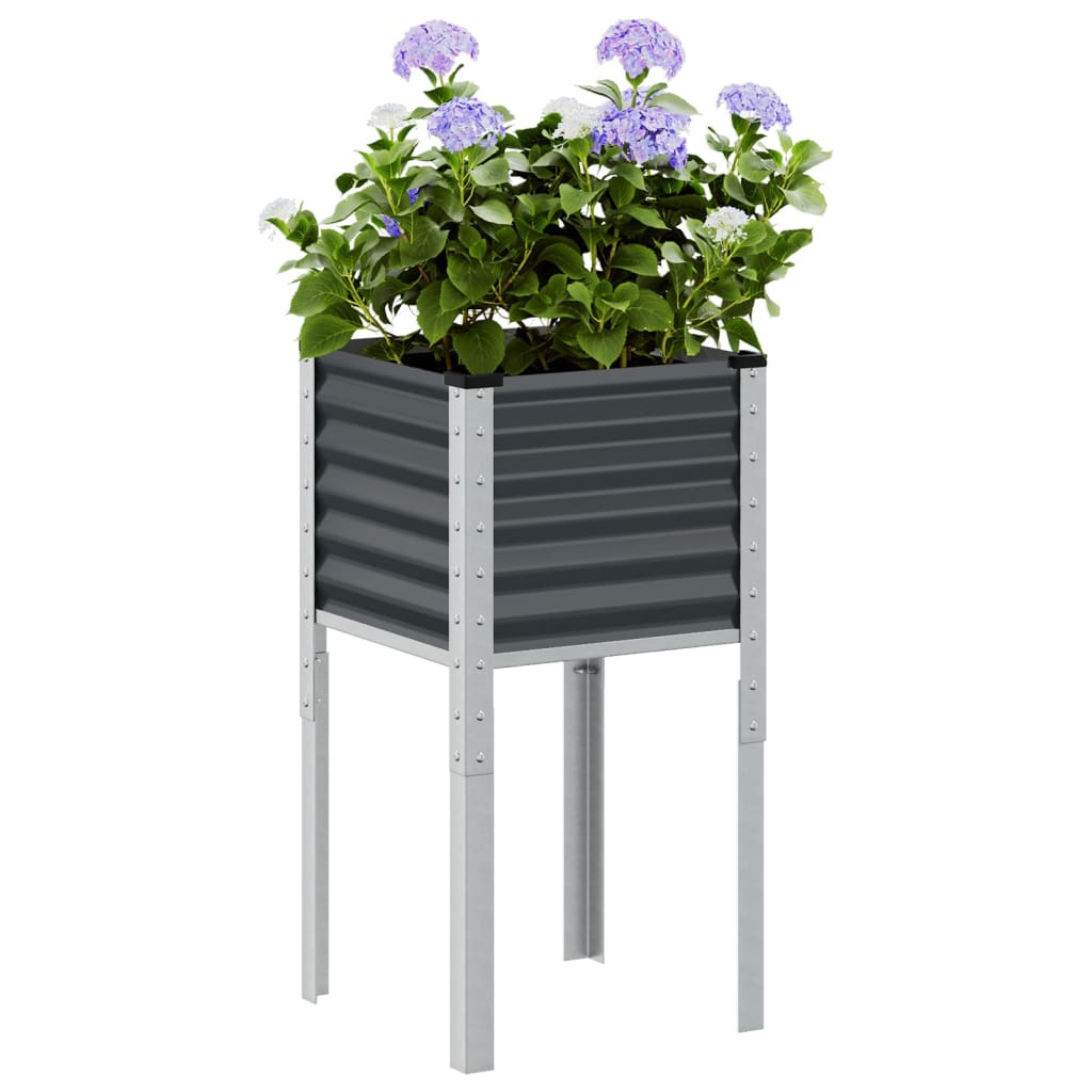 Jardiniera de gradina, antracit, 45x45x88 cm, otel — imaginea 2