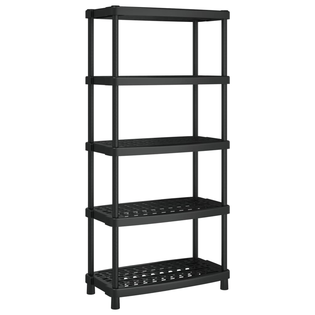 Raft depozitare cu 5 polite, negru, 93,5x45,5x194,5 cm, PP