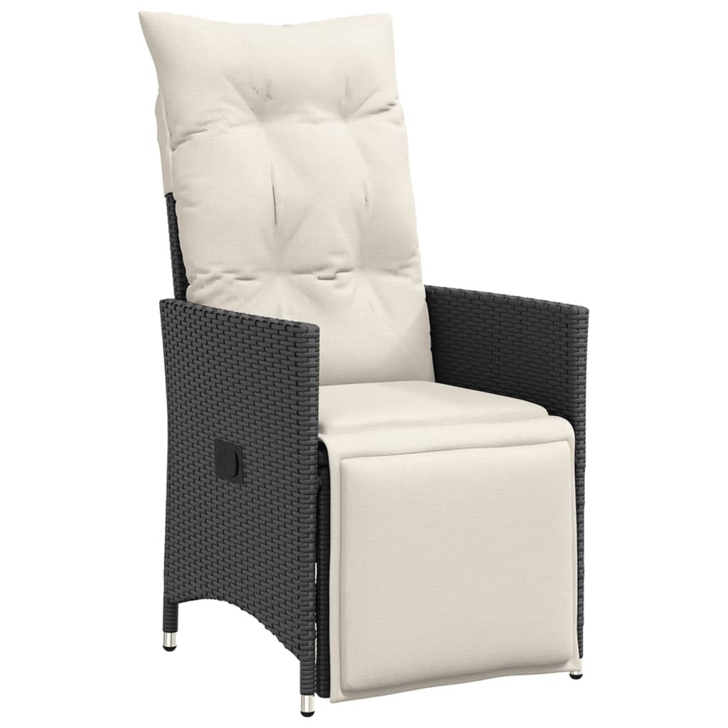 Set mobilier de gradina cu perne, 9 piese, negru, poliratan — imaginea 4