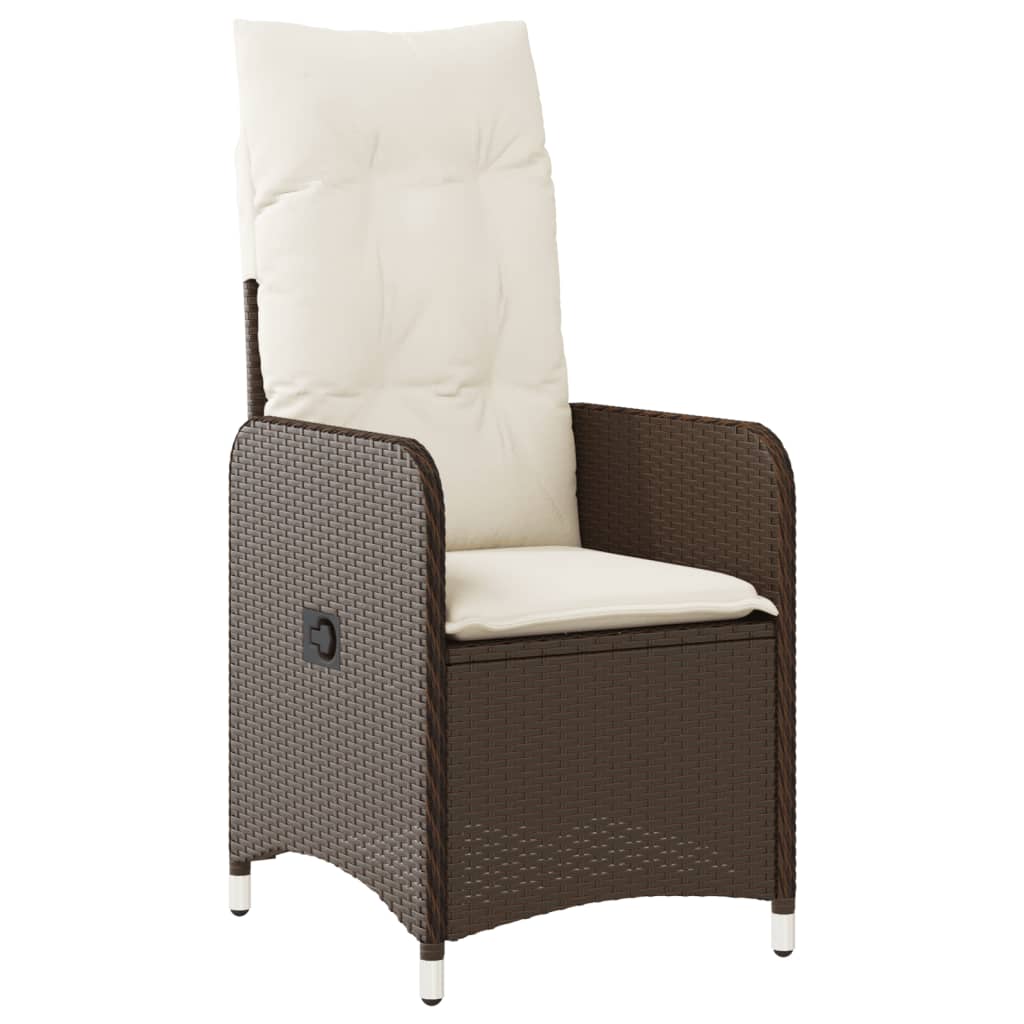 Set bistro de gradina cu perne, 9 piese, maro, poliratan — imaginea 3