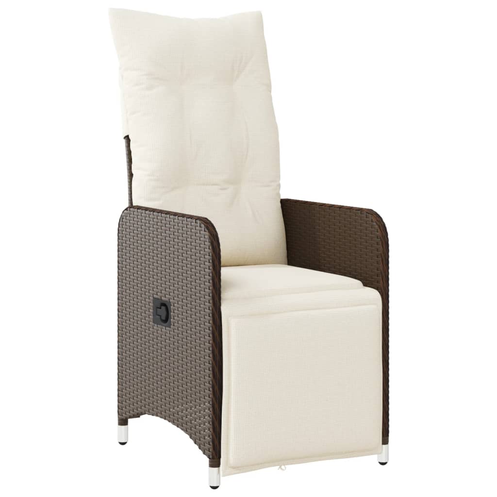 Set bistro de gradina cu perne, 9 piese, maro, poliratan — imaginea 5