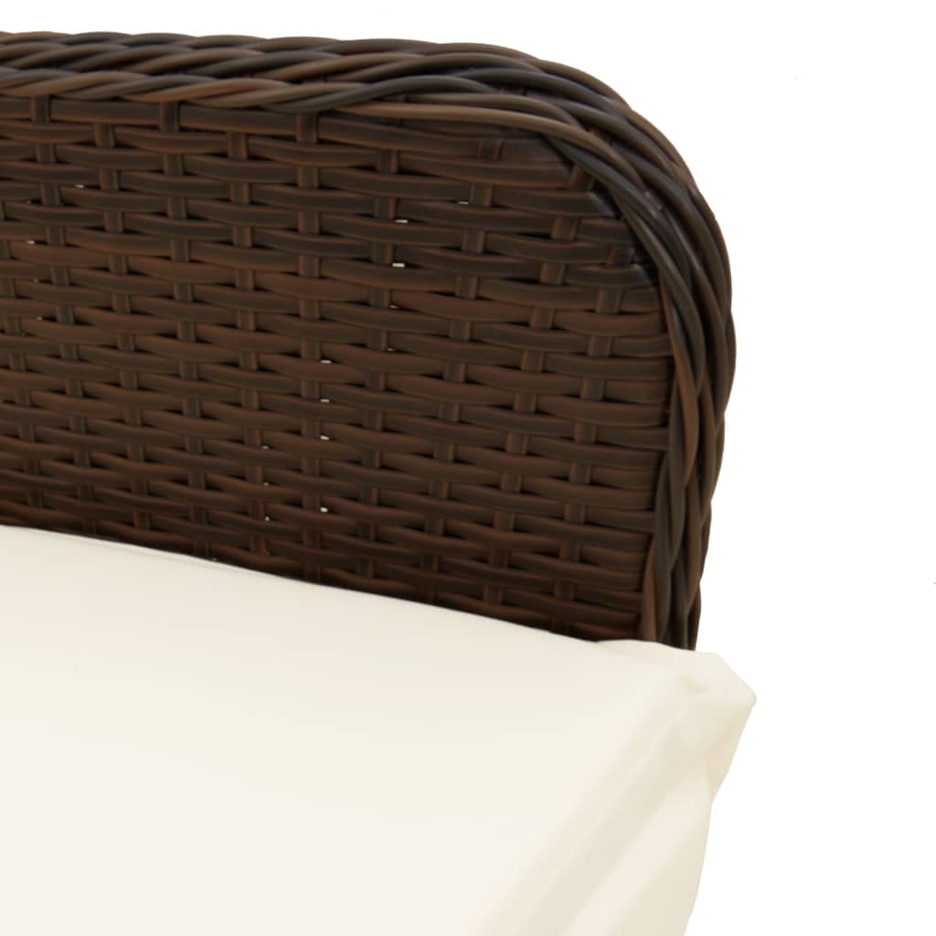 Set bistro de gradina cu perne, 9 piese, maro, poliratan — imaginea 8