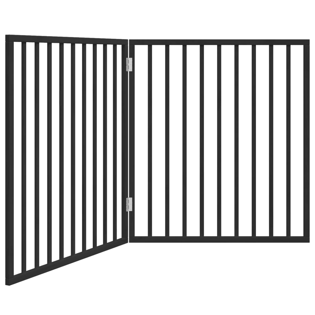 Poarta pentru caini pliabila 2 panouri negru, 160 cm, lemn plop