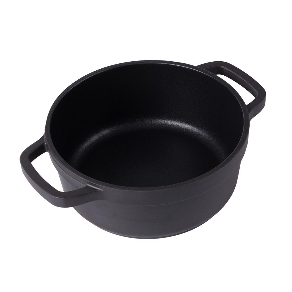 Oala de aluminiu cu capac, negru, 2.2 L, 20 cm, Verk Group — imaginea 2