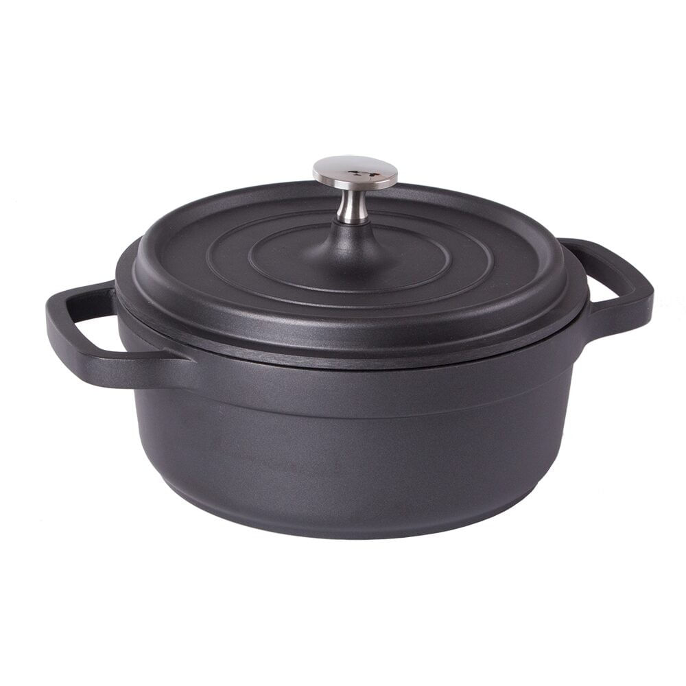 Oala de aluminiu cu capac, negru, 2.2 L, 20 cm, Verk Group — imaginea 3