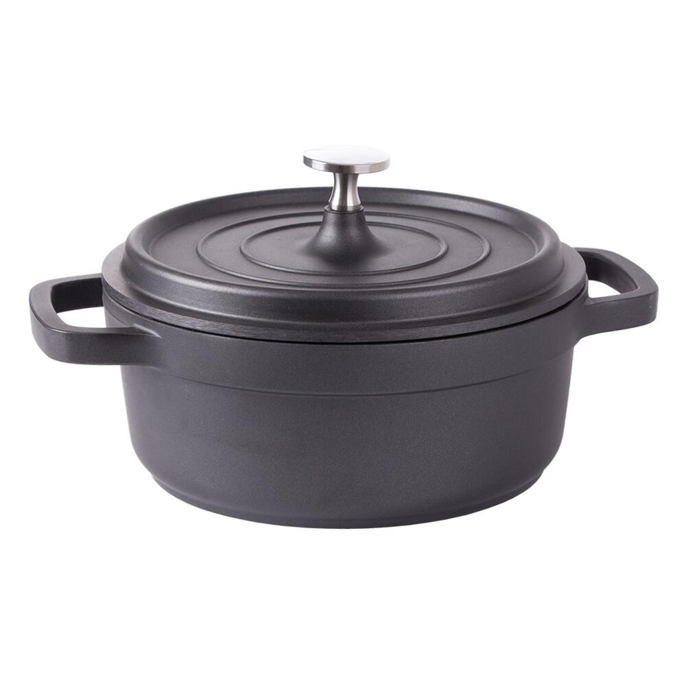 Oala de aluminiu cu capac, negru, 2.2 L, 20 cm, Verk Group — imaginea 5