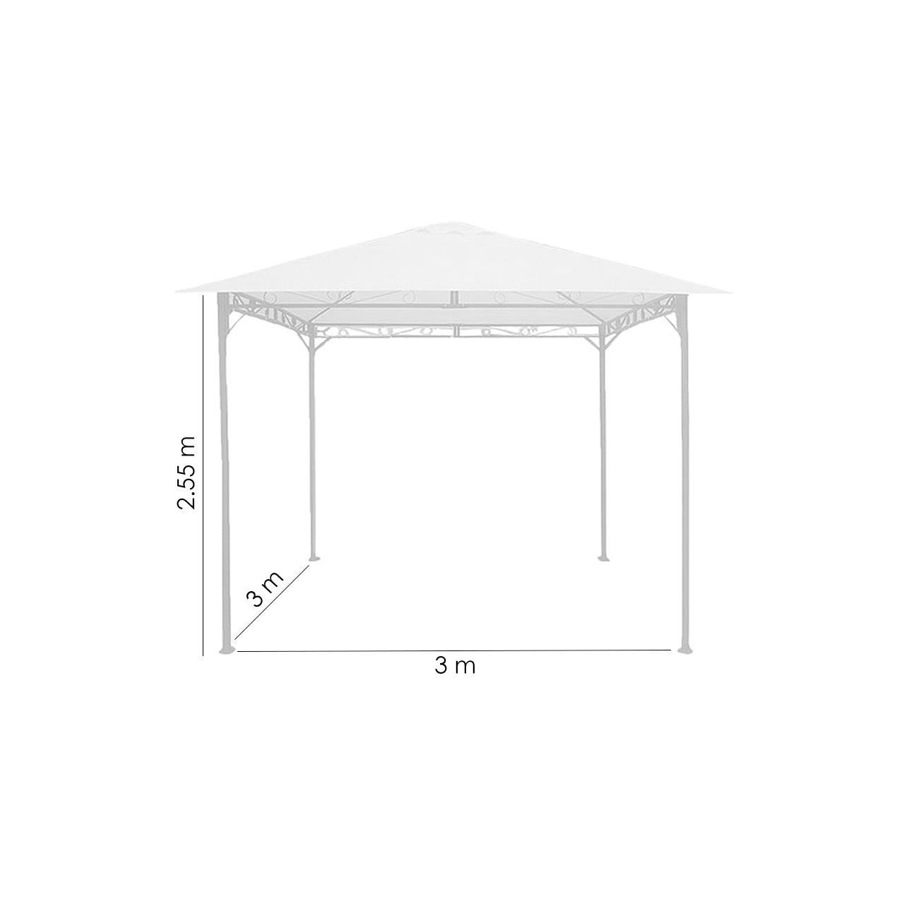 Pavilion pentru gradina/terasa, cadru metalic, crem, 3x3x2.55 m, Doina — imaginea 2