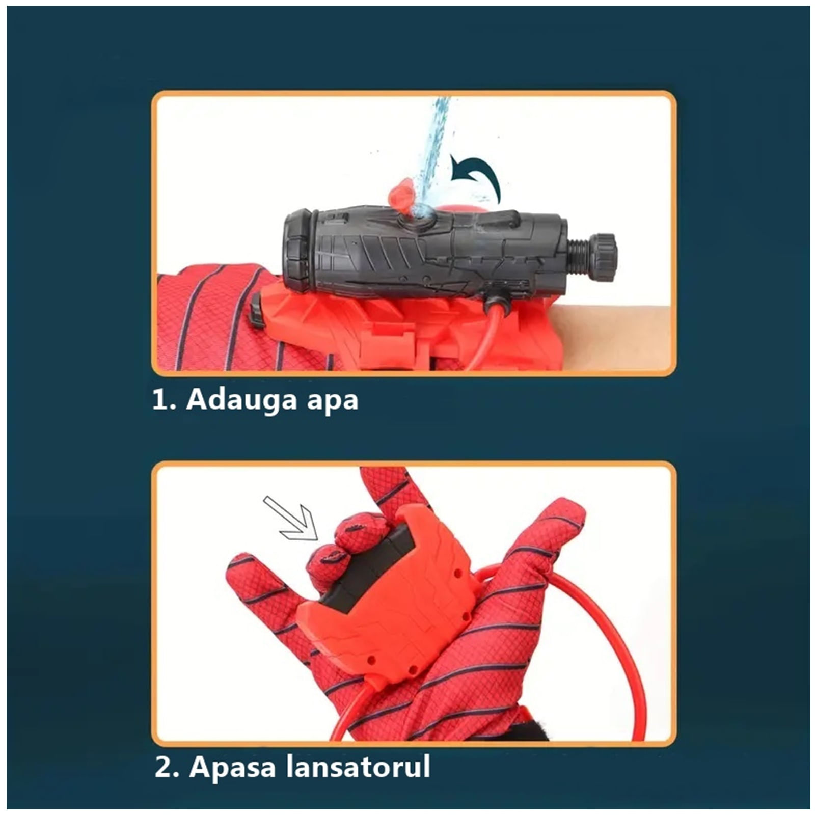Manusa lansator Spiderman cu apa KidMania® pentru copii - 2 | YEO