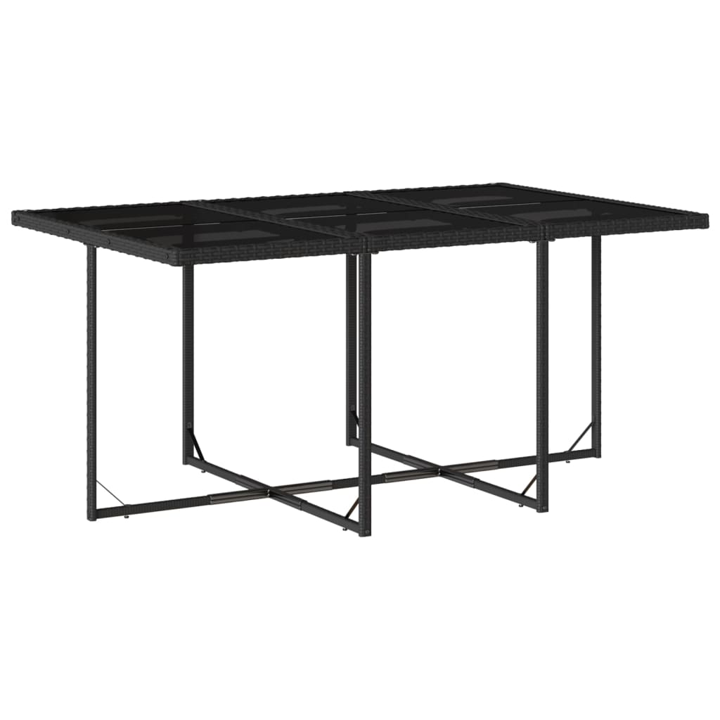 Set mobilier de exterior cu perne, 11 piese, negru, poliratan — imaginea 4