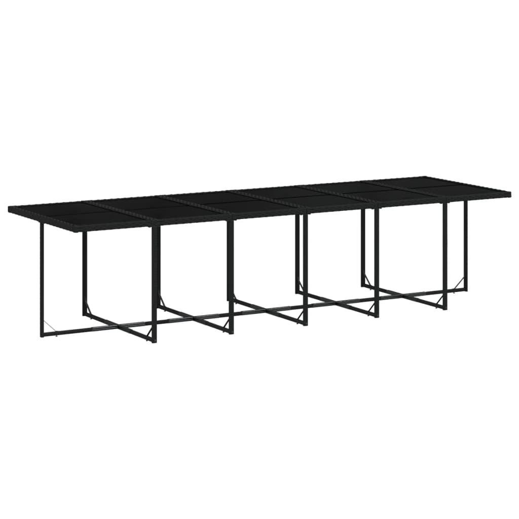Set mobilier de gradina cu perne, 13 piese, negru, poliratan — imaginea 4