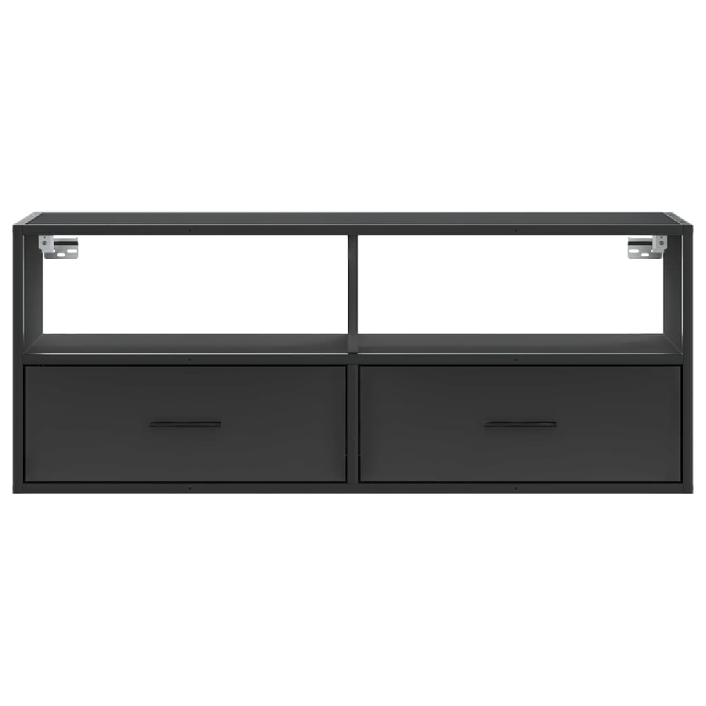 Dulap TV, negru, 100x31x39,5 cm, lemn prelucrat si metal — imaginea 4