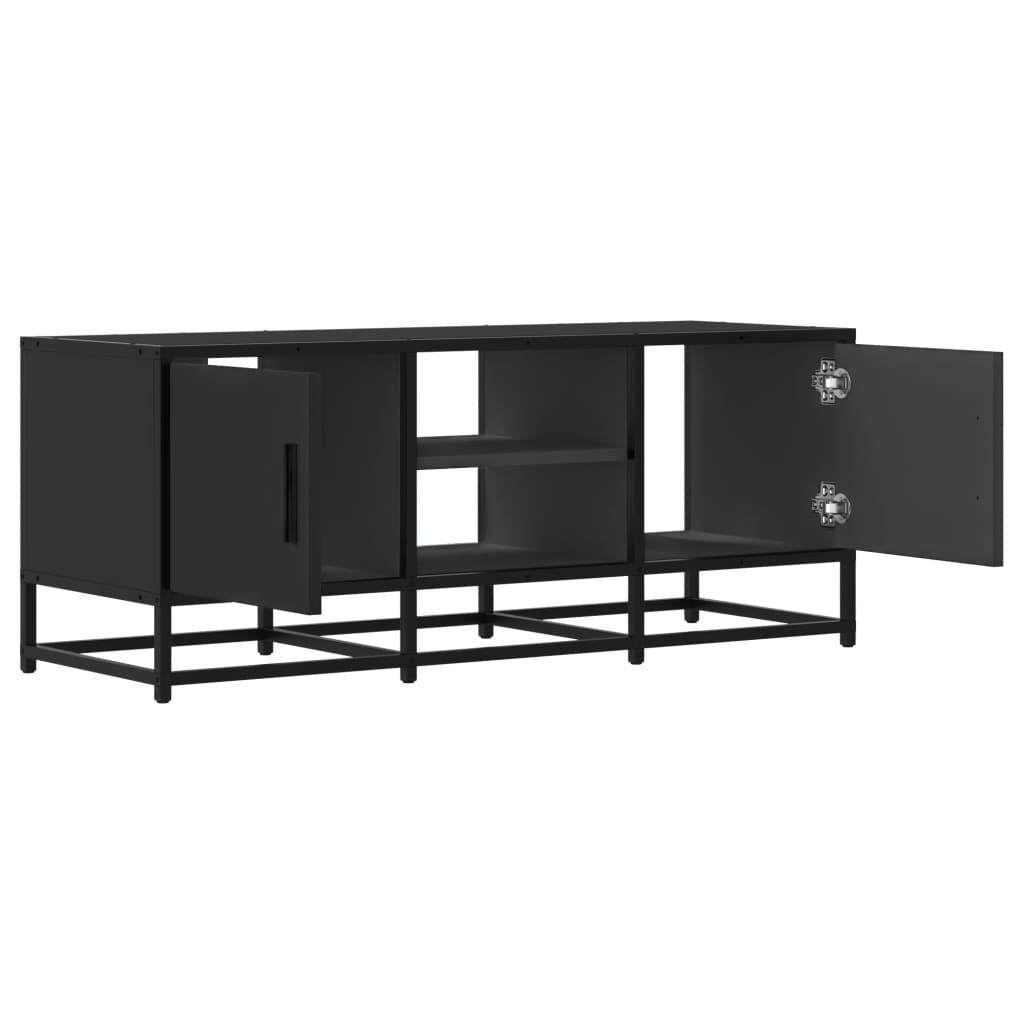 Dulap TV, negru, 100x35x41 cm, lemn prelucrat si metal — imaginea 7