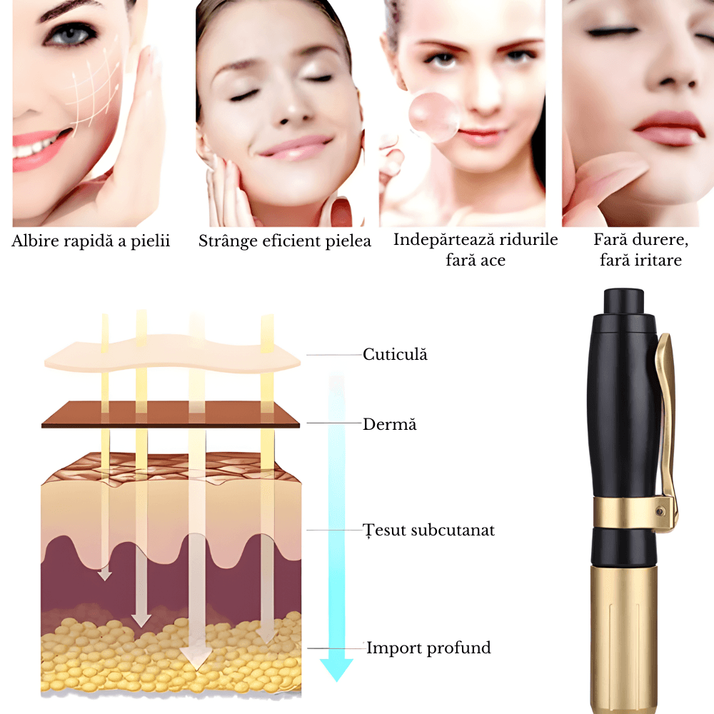 Dispozitiv Premium Reglabil, pentru Aplicarea Acidului Hialuronic fara Ac, Hyaluron Pen, Metalic, Marirea Buzelor - imagine 3