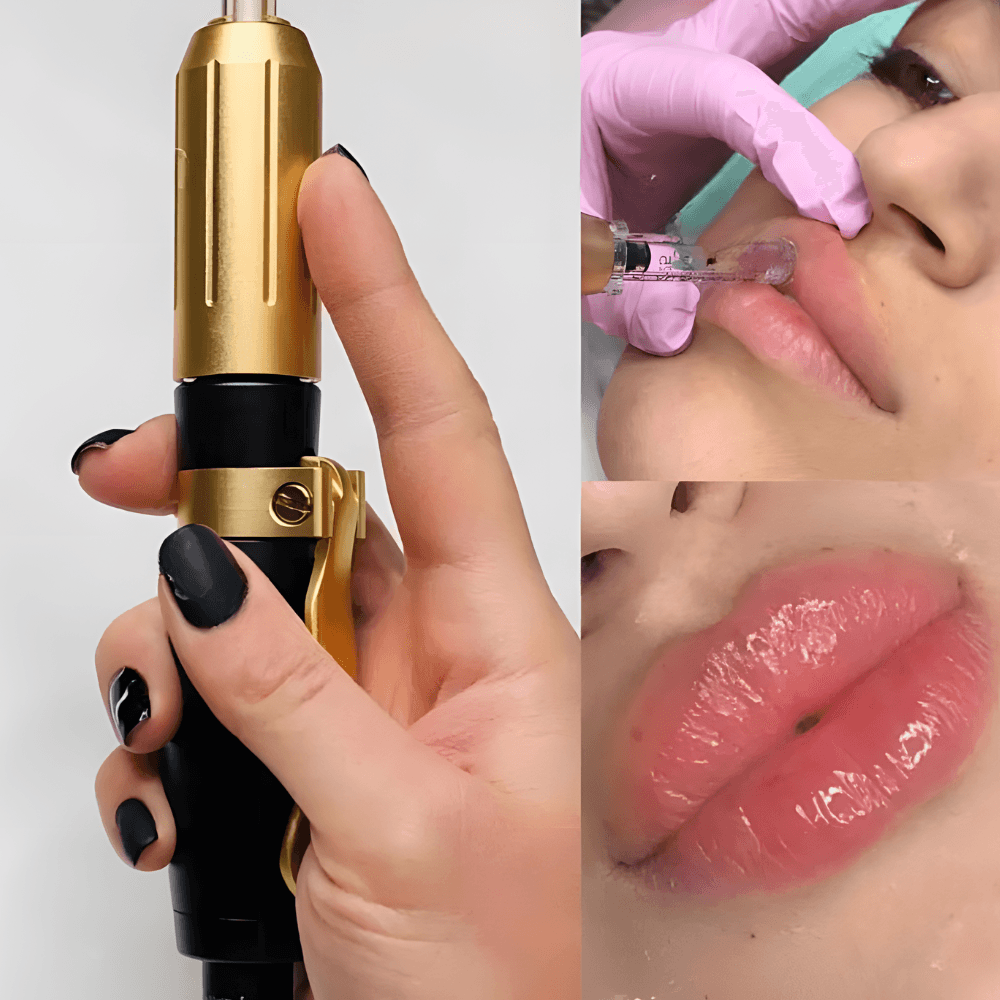 Dispozitiv Premium Reglabil, pentru Aplicarea Acidului Hialuronic fara Ac, Hyaluron Pen, Metalic, Marirea Buzelor