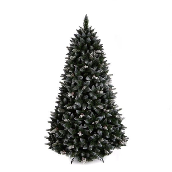 Brad premium artificial pin cu conuri si zapada, PE+PVC, 250 cm, verde