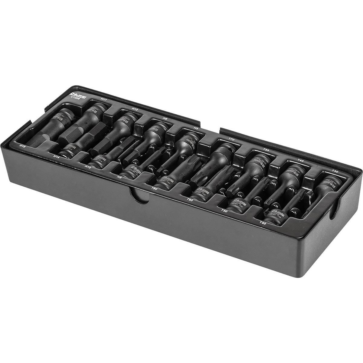 Set capete tubulare de impact TORX si IMBUS, sertar TIP A (385x150 mm) pentru dulap mobil, T30-T80, H5-H19, 1/2", 16 buc, RICHMA — imaginea 5