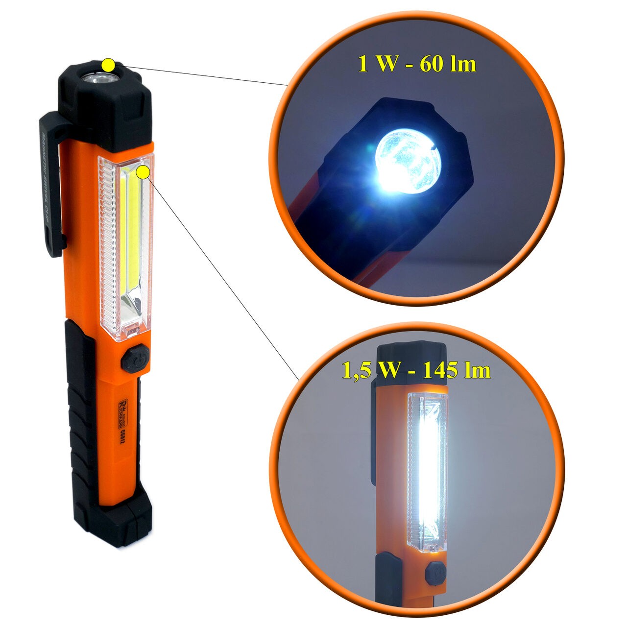 Lanterna MINI de lucru, 145+60 lm LED, lampa portabila cu acumulator, 800 mAH, RICHMANN EXCLUSIVE — imaginea 4