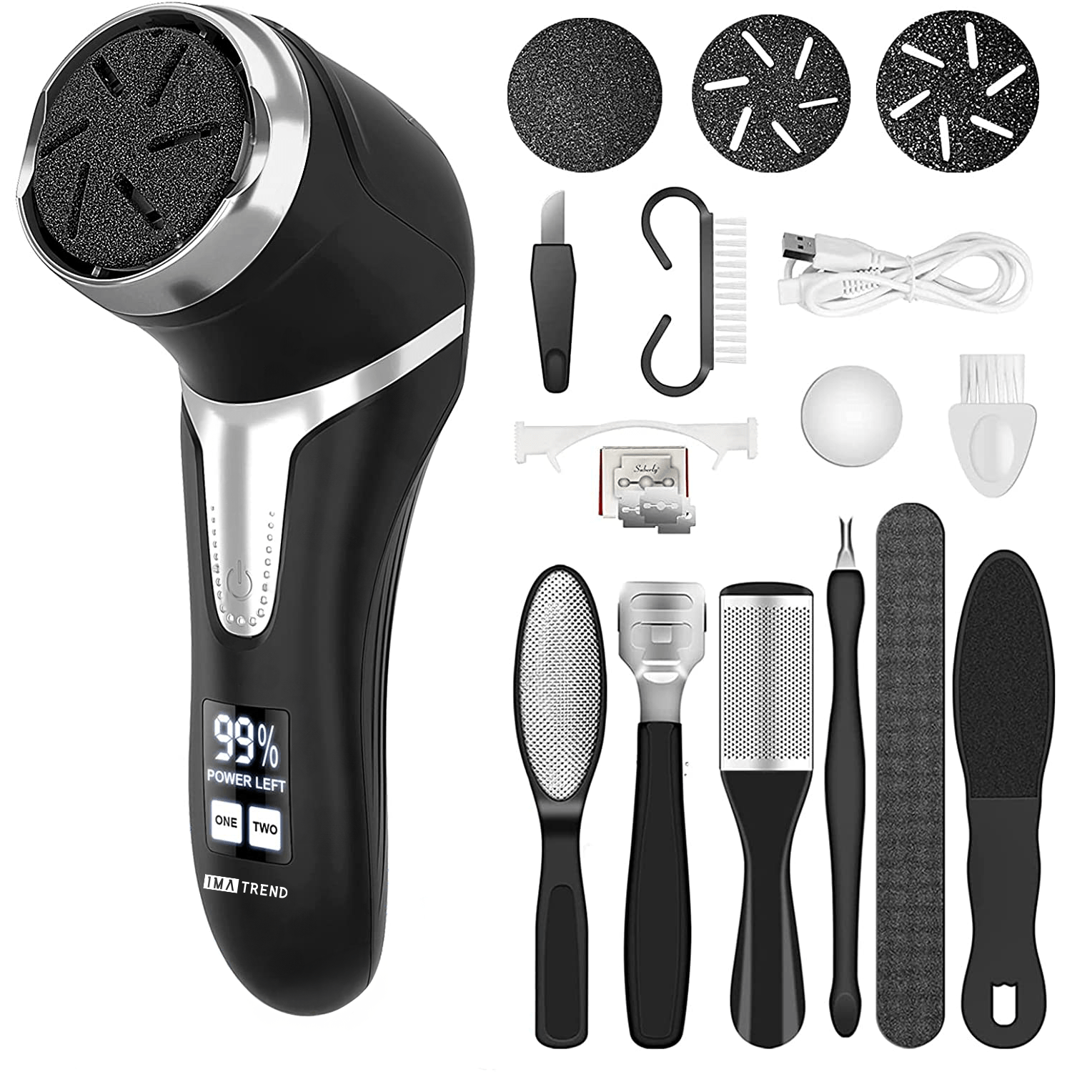 Pila electrica pentru talpi si calcaie IMA Trend, cu Aspirare, IPX 7, Display Digital, 1200 mAh USB, 3 role, 2200 rpm - 3 | YEO