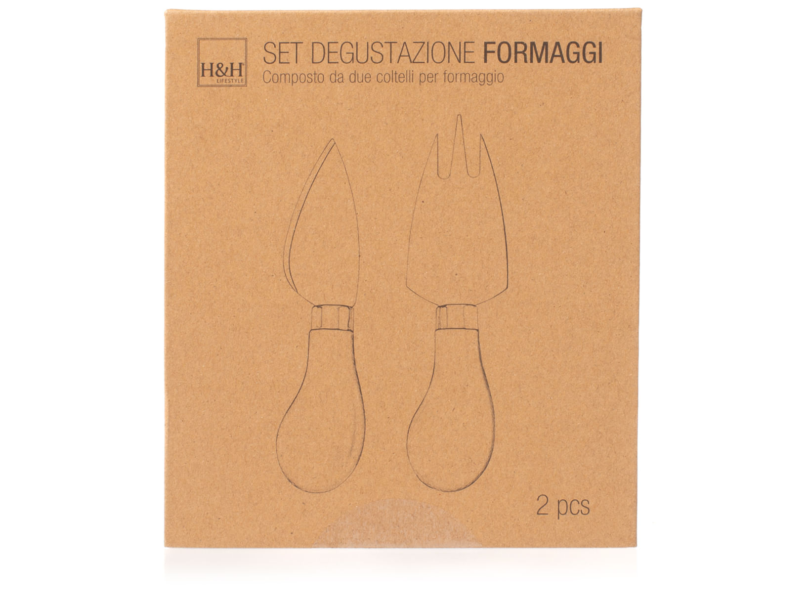 Set cutit si furculita pentru branzeturi, H&H, Inox& Lemn — imaginea 4