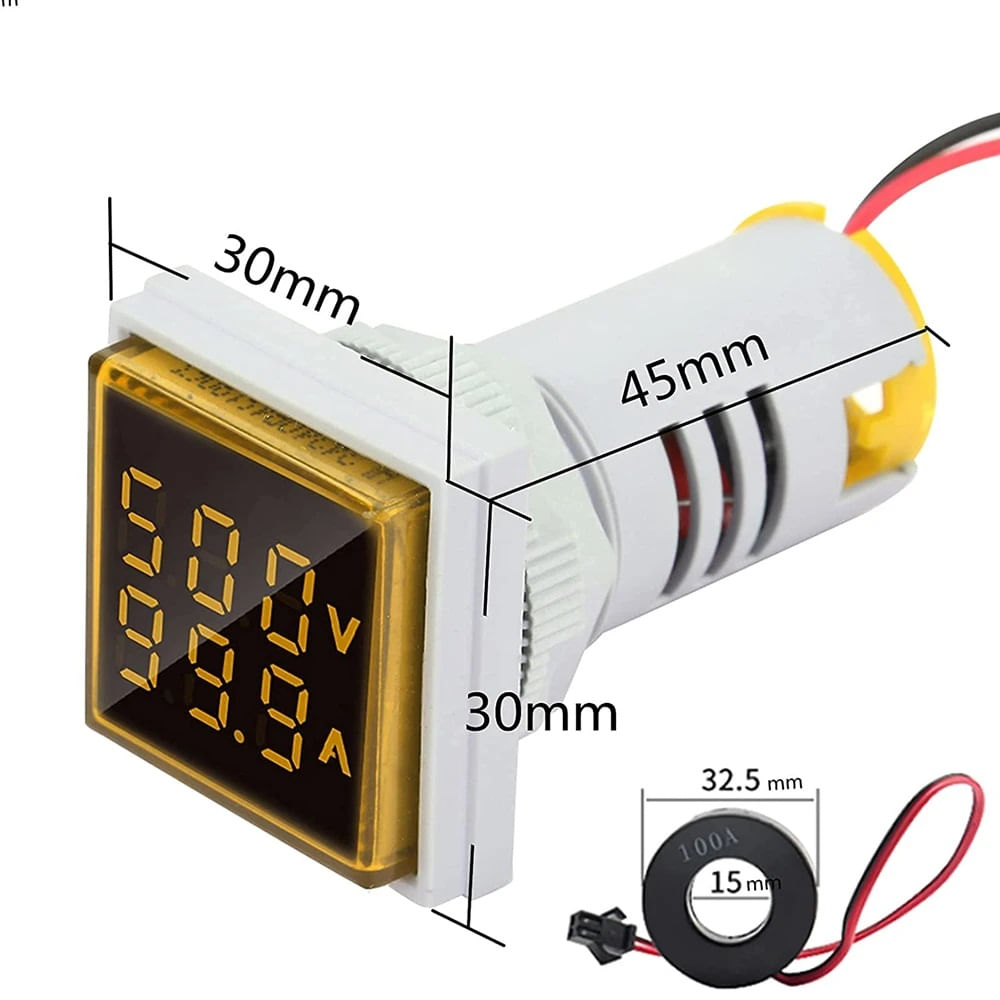 Voltmetru si Ampemetru Digital MRG MAD22 , Patrat, LCD, AC 50-500V, 100A - 2 | YEO