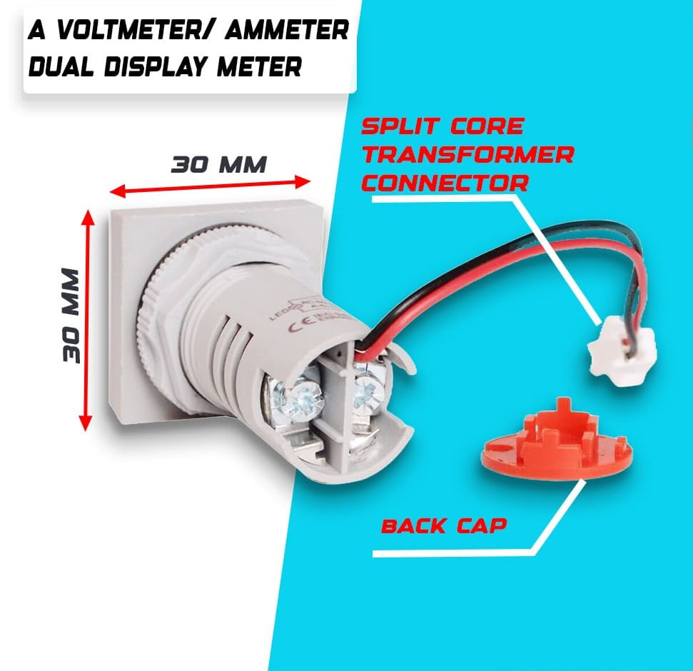 Voltmetru si Ampemetru Digital MRG MAD22 , Patrat, LCD, AC 50-500V, 100A - 4 | YEO