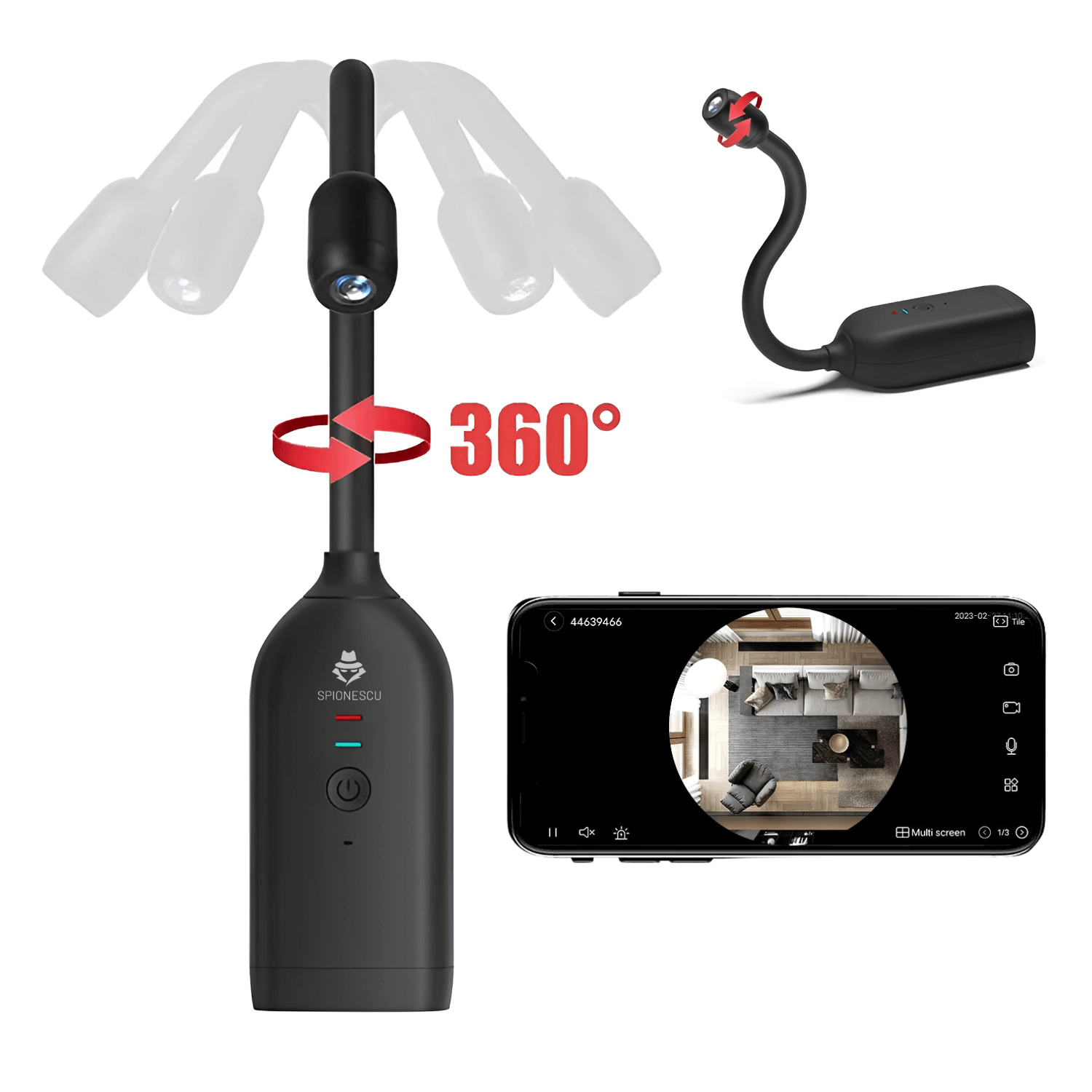 Camera WI-FI flexibila 360°, QJ700, detectare umana, baterie 2000 mAh, autonomie 5 ore